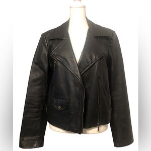 Clio Genuine, leather, black Moto jacket, women’s size 8. Excellent condition.